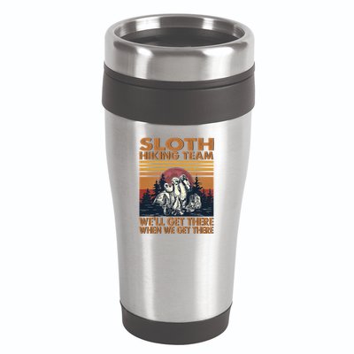 Sloth Hiking Team WeLl Get There When We Get There 16oz Travel Tumbler