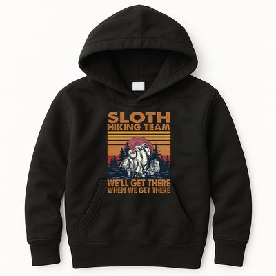 Sloth Hiking Team WeLl Get There When We Get There Kids Hoodie