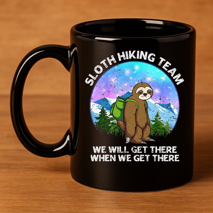 Sloth Hiking Team Funny Sloth Hiking Lover 11oz C Handle Ceramic Mug