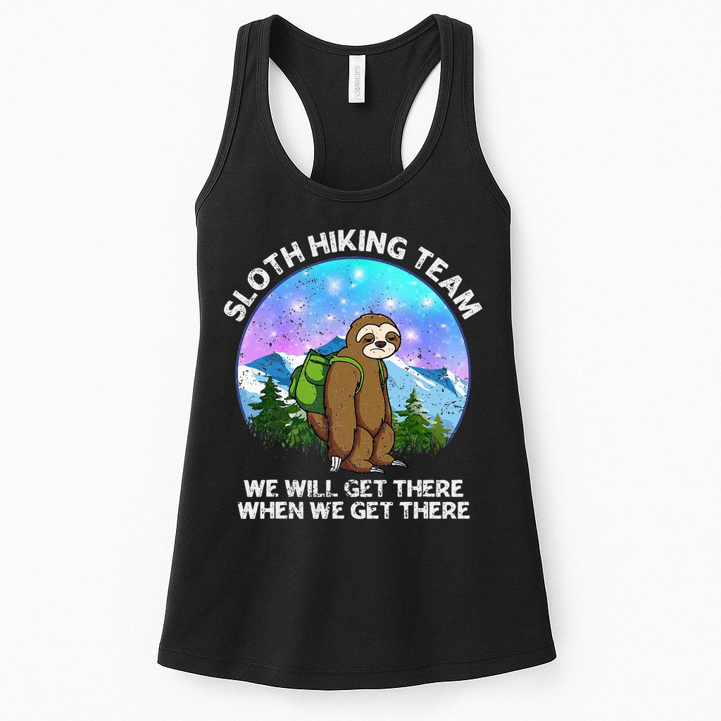 Sloth Hiking Team Funny Sloth Hiking Lover Womens Tank Top