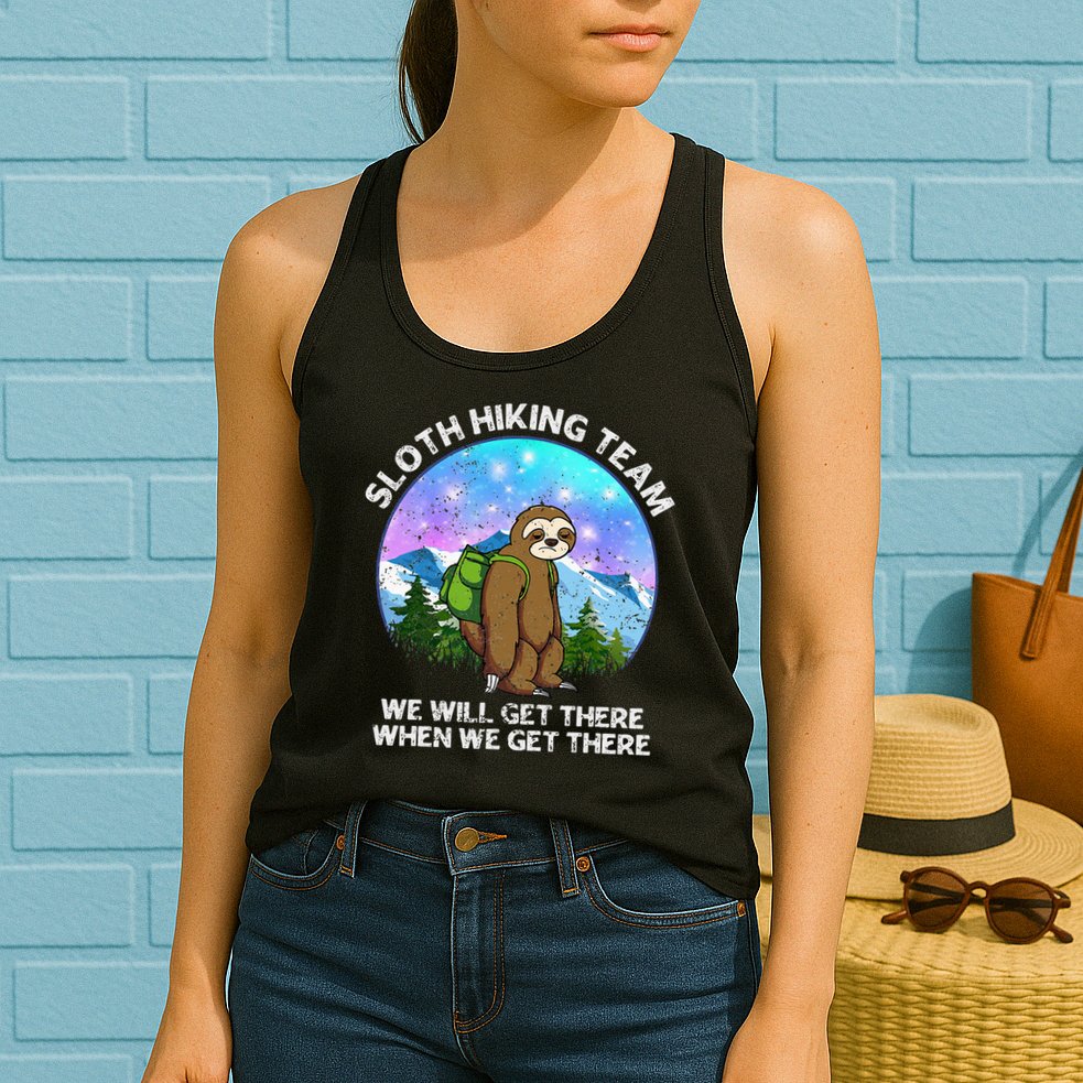 Sloth Hiking Team Funny Sloth Hiking Lover Womens Tank Top