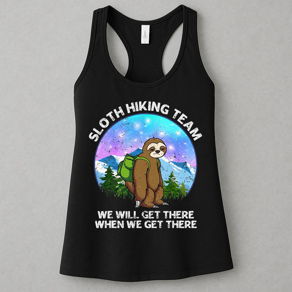 Sloth Hiking Team Funny Sloth Hiking Lover Womens Tank Top