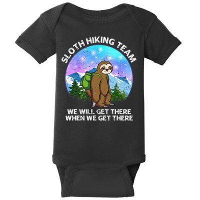 Sloth Hiking Team Funny Sloth Hiking Lover Baby Bodysuit
