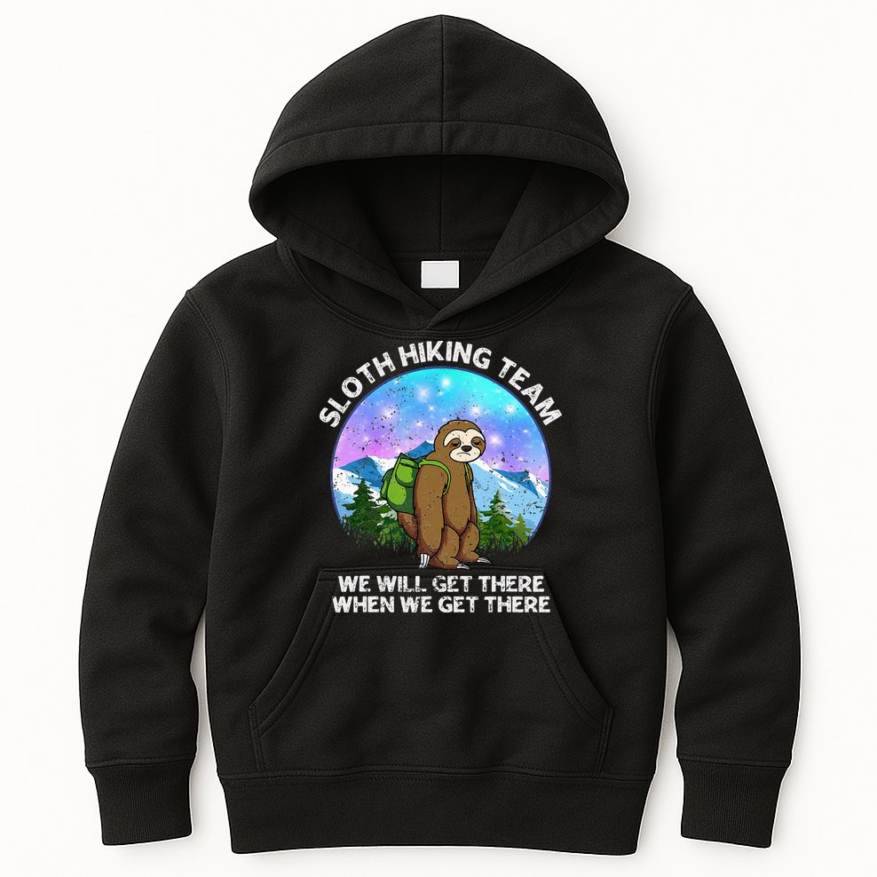 Sloth Hiking Team Funny Sloth Hiking Lover Kids Hoodie