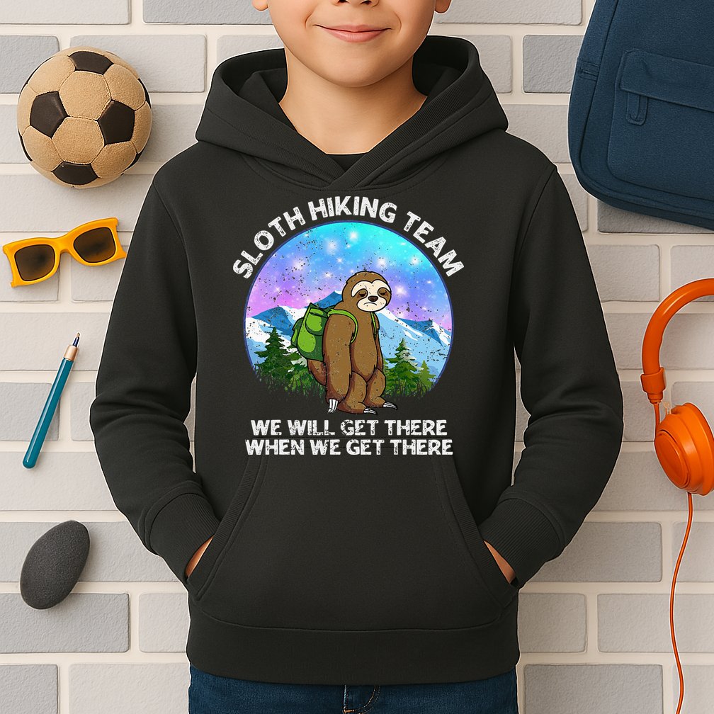 Sloth Hiking Team Funny Sloth Hiking Lover Kids Hoodie
