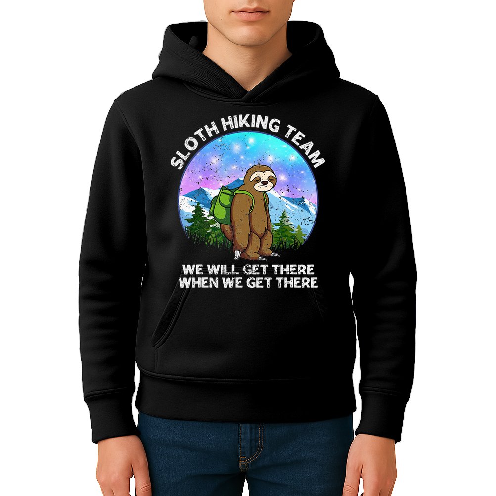Sloth Hiking Team Funny Sloth Hiking Lover Kids Hoodie