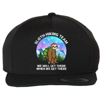 Sloth Hiking Team Funny Sloth Hiking Lover Wool Snapback Cap