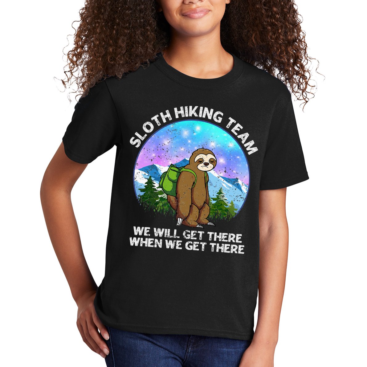 Sloth Hiking Team Funny Sloth Hiking Lover Kids T-Shirt