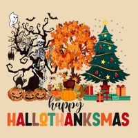 Skeleton Halloween Thanksgiving Xmas Happy Hallothanksmas Drawstring Bag