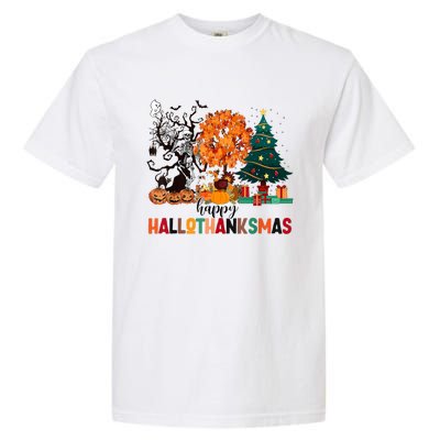 Skeleton Halloween Thanksgiving Xmas Happy Hallothanksmas Garment-Dyed Heavyweight T-Shirt