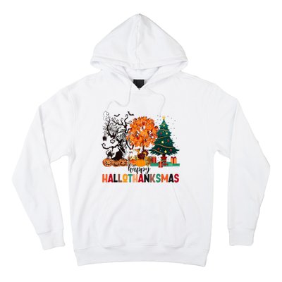 Skeleton Halloween Thanksgiving Xmas Happy Hallothanksmas Hoodie