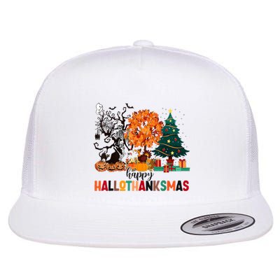 Skeleton Halloween Thanksgiving Xmas Happy Hallothanksmas Flatbill Hat
