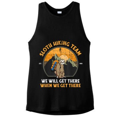 Sloth Hiking Team We Will Get There When We Get There Ladies PosiCharge Tri-Blend Wicking Tank