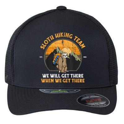 Sloth Hiking Team We Will Get There When We Get There Flexfit Unipanel Trucker Cap