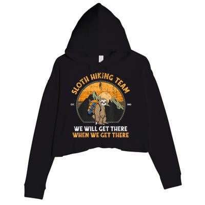 Sloth Hiking Team We Will Get There When We Get There Crop Fleece Hoodie
