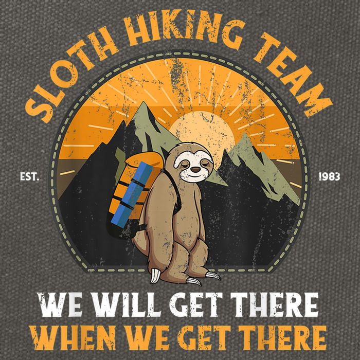 Sloth Hiking Team We Will Get There When We Get There Cotton Canvas Backpack