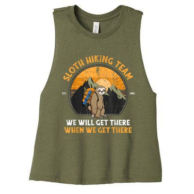 Sloth Hiking Team We Will Get There When We Get There Women's Racerback Cropped Tank