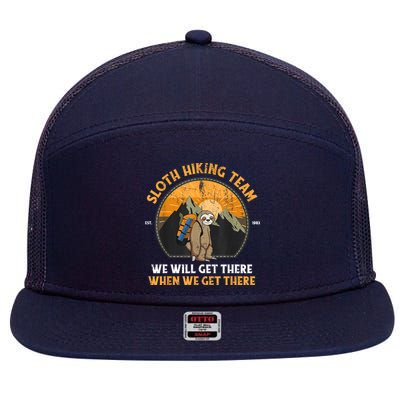 Sloth Hiking Team We Will Get There When We Get There 7 Panel Mesh Trucker Snapback Hat