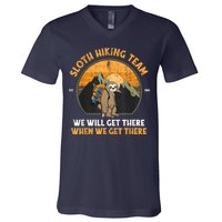 Sloth Hiking Team We Will Get There When We Get There V-Neck T-Shirt