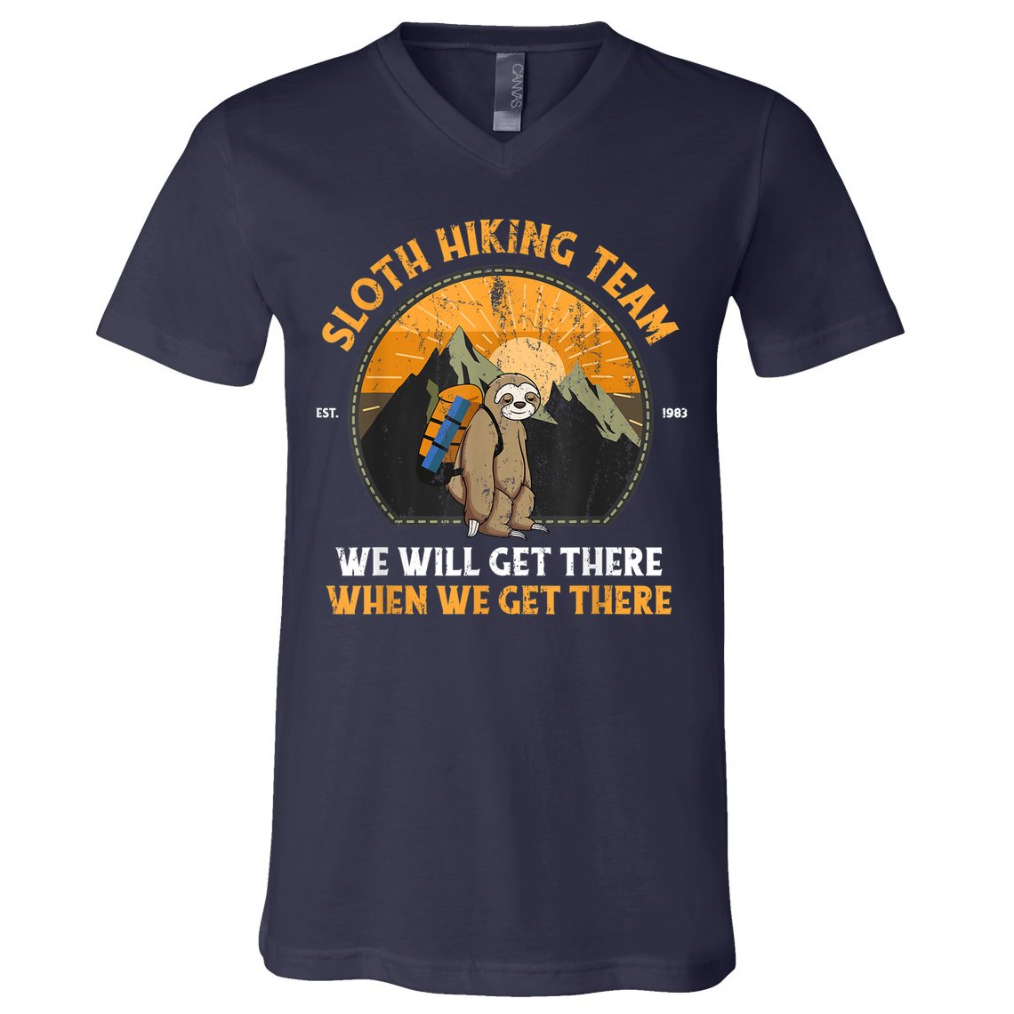 Sloth Hiking Team We Will Get There When We Get There V-Neck T-Shirt