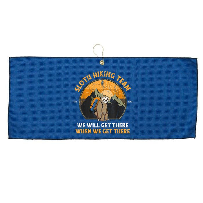 Sloth Hiking Team We Will Get There When We Get There Large Microfiber Waffle Golf Towel