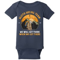 Sloth Hiking Team We Will Get There When We Get There Baby Bodysuit