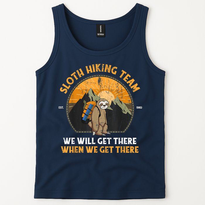 Sloth Hiking Team We Will Get There When We Get There Tank Top