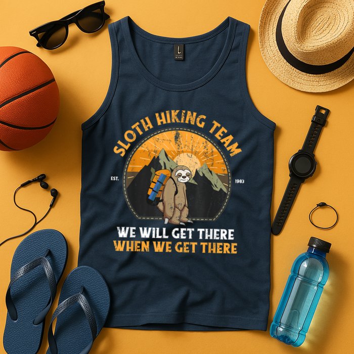 Sloth Hiking Team We Will Get There When We Get There Tank Top