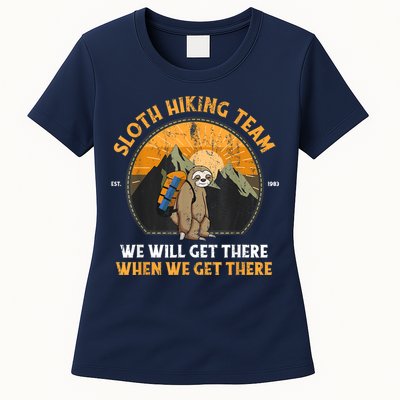Sloth Hiking Team We Will Get There When We Get There Womens T-Shirt