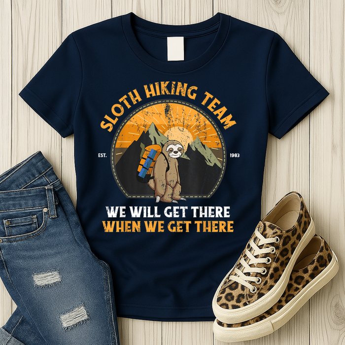Sloth Hiking Team We Will Get There When We Get There Womens T-Shirt