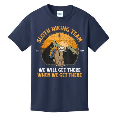 Sloth Hiking Team We Will Get There When We Get There Kids T-Shirt