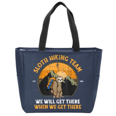Sloth Hiking Team We Will Get There When We Get There Zip Tote Bag