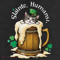 SláInte Humans! Tipsy Cat In Beer Mug St. Patrick’S Day Fun .Png 11oz C Handle Ceramic Mug