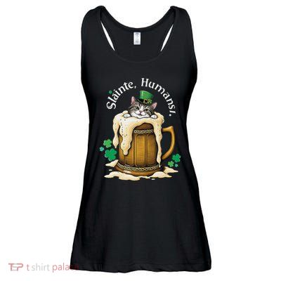SláInte Humans! Tipsy Cat In Beer Mug St. Patrick’S Day Fun .Png Ladies Essential Flowy Tank