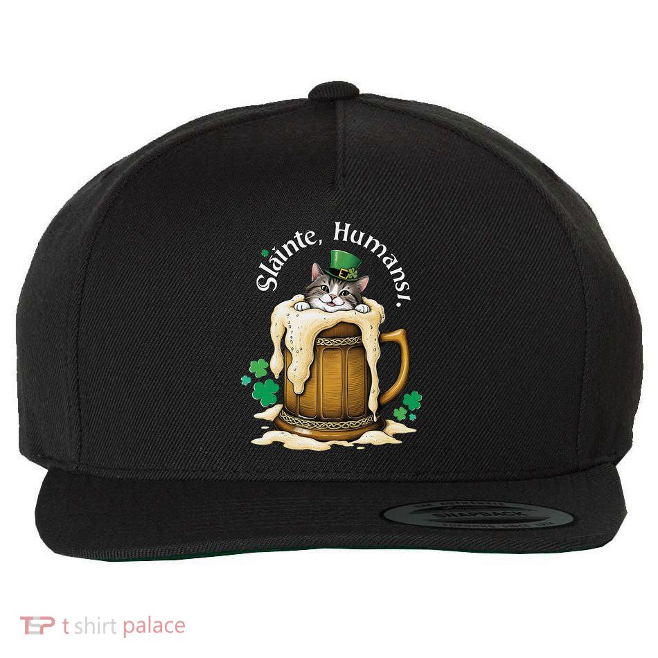 SláInte Humans! Tipsy Cat In Beer Mug St. Patrick’S Day Fun .Png Wool Snapback Cap