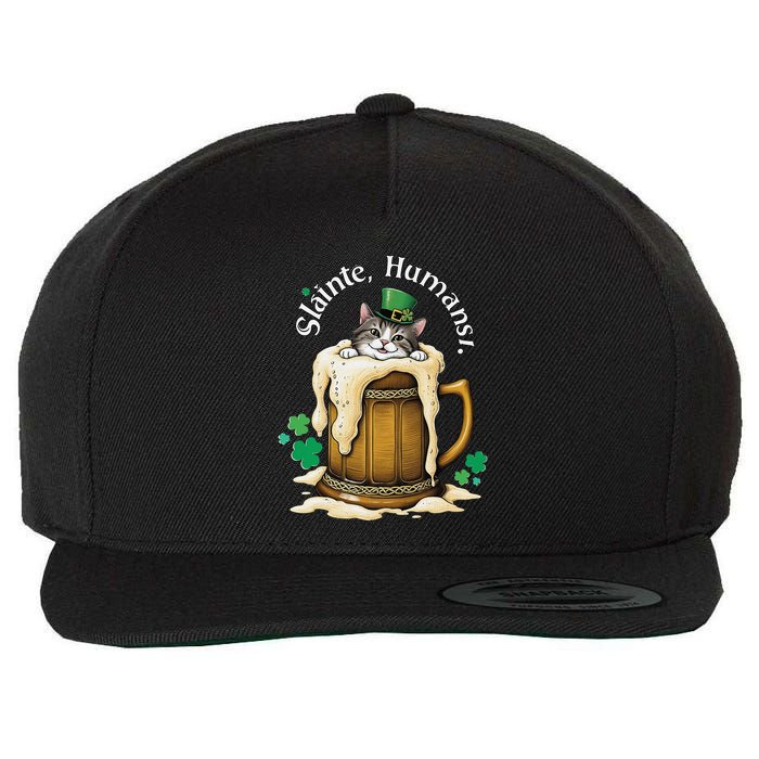 SláInte Humans! Tipsy Cat In Beer Mug St. Patrick’S Day Fun .Png Wool Snapback Cap