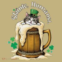 SláInte Humans! Tipsy Cat In Beer Mug St. Patrick’S Day Fun .Png T-Shirt