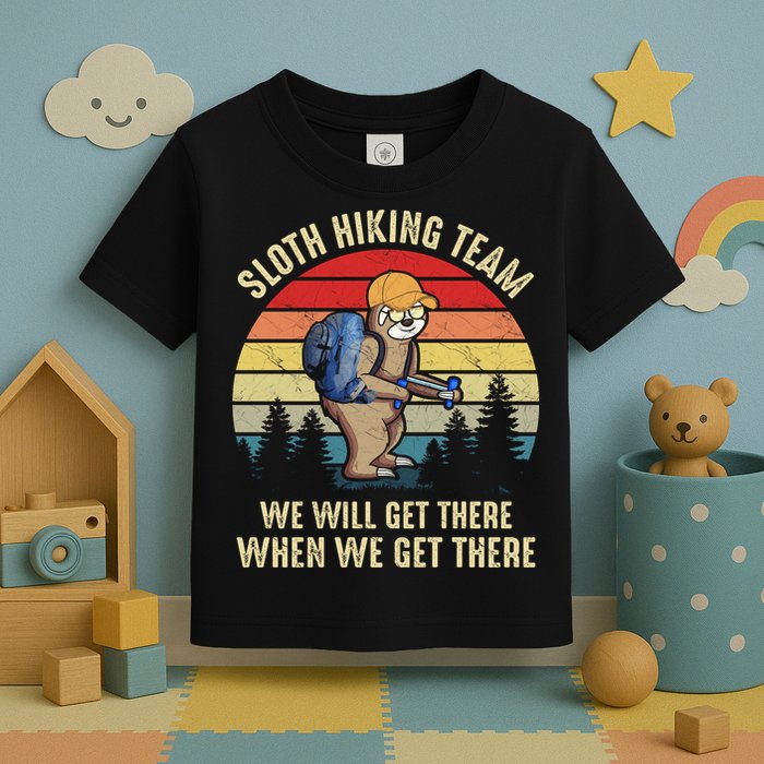 Sloth Hiking Team We Will Get There When We Get ThereFunny Toddler T-Shirt