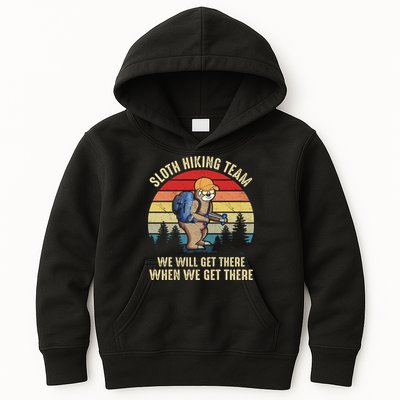 Sloth Hiking Team We Will Get There When We Get ThereFunny Kids Hoodie