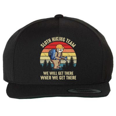 Sloth Hiking Team We Will Get There When We Get ThereFunny Wool Snapback Cap