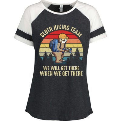 Sloth Hiking Team We Will Get There When We Get ThereFunny Enza Ladies Jersey Colorblock Tee