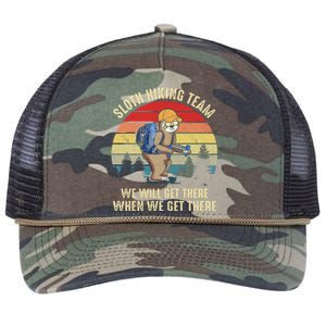 Sloth Hiking Team We Will Get There When We Get ThereFunny Retro Rope Trucker Hat Cap