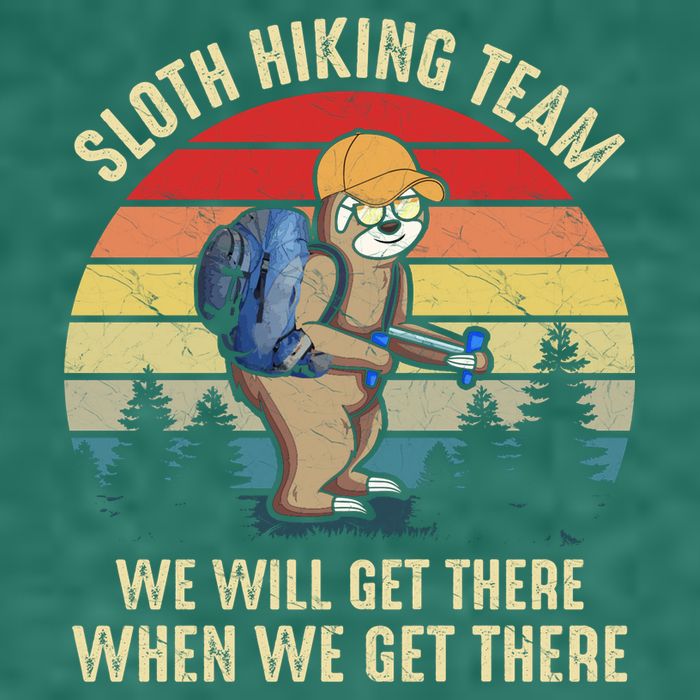 Sloth Hiking Team We Will Get There When We Get ThereFunny Pom Pom 12in Knit Beanie