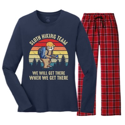 Sloth Hiking Team We Will Get There When We Get ThereFunny Women's Long Sleeve Flannel Pajama Set 