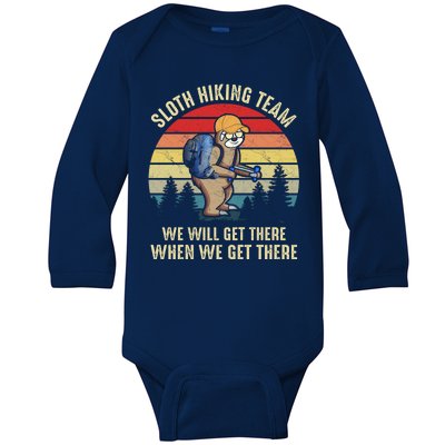 Sloth Hiking Team We Will Get There When We Get ThereFunny Baby Long Sleeve Bodysuit