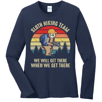 Sloth Hiking Team We Will Get There When We Get ThereFunny Ladies Long Sleeve Shirt