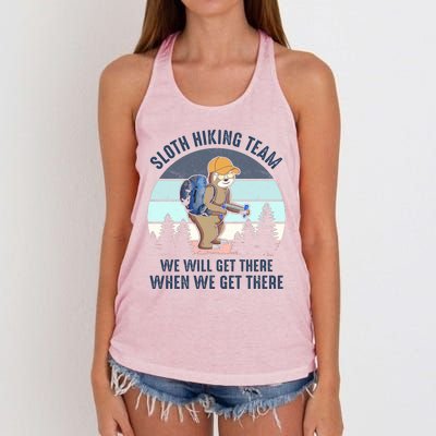 Sloth Hiking Team We Will Get There When We Get ThereFunny Women's Knotted Racerback Tank