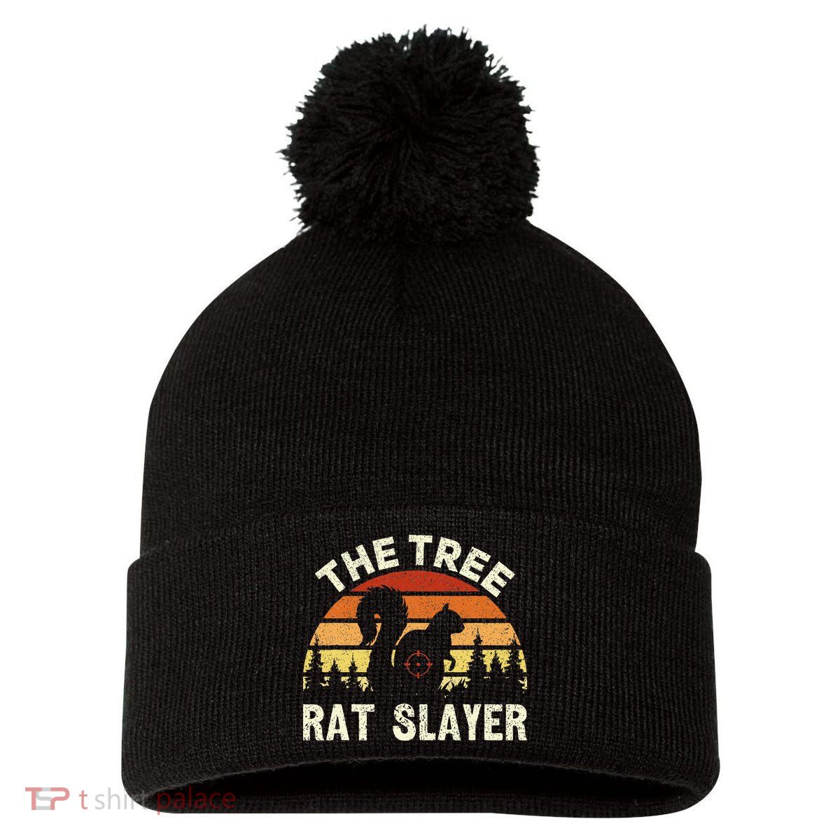 Squirrel Hunter The Tree Rat Slayer Retro Squirrel Hunting Pom Pom 12in Knit Beanie