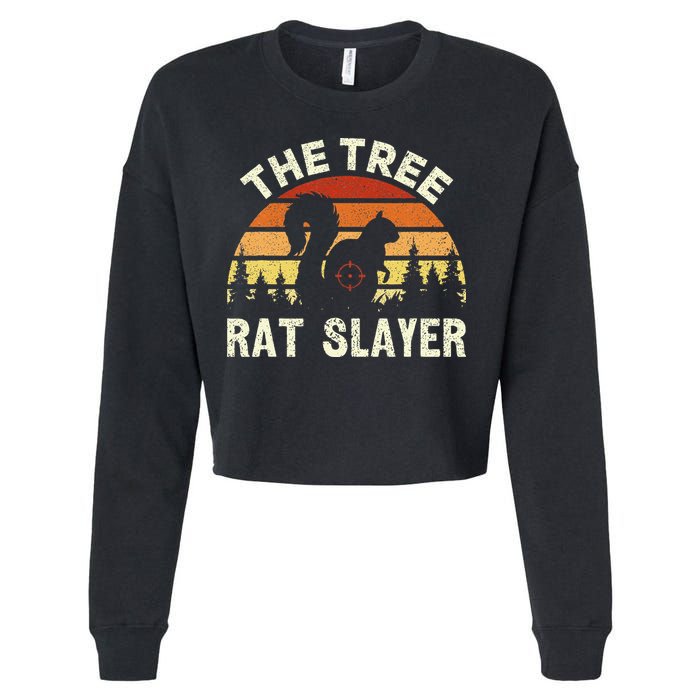 Squirrel Hunter The Tree Rat Slayer Retro Squirrel Hunting Cropped Pullover Crew