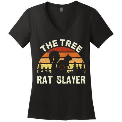 Squirrel Hunter The Tree Rat Slayer Retro Squirrel Hunting Women's V-Neck T-Shirt